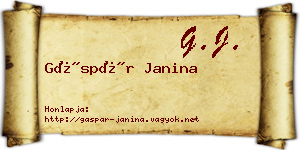 Gáspár Janina névjegykártya